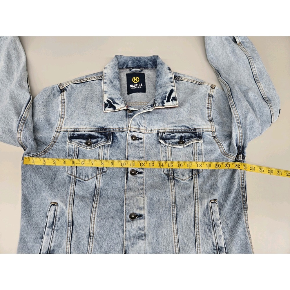 Nautica Jeans Co. Mens Denim Jacket Uptown Blue Wash Size Large Ribbed Knit Cuff - Picture 14 of 16